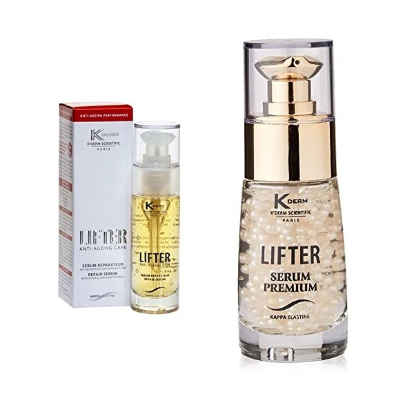 KDERM - Lifter Sérum Réparateur - Sérum Anti-Age aux Bio-Peptides de Kappa-Elastine et à l’Aloe Vera - Soin du Visage - Flaco...