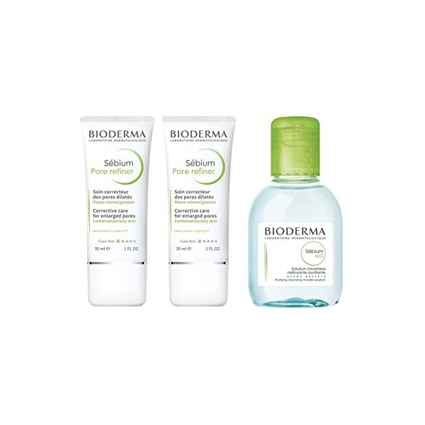 Bioderma Lot de 2 Sébium Pore Refiner 30ml + 1 sébium H20 100ml offert