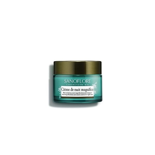 Sanoflore Crème de Nuit Magnifica - Crème de Nuit Matifiante Anti-Imperfections Certifiée Bio - À la Menthe Poivrée du Vercor