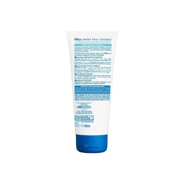 Mixa - Crème Visage Expert Peaux Sèches Sensibles - Hydratation 24H - 100ml - Lot De 3