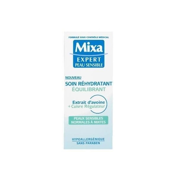 MIXA - Soin Réhydratant Équilibrant Peaux Sensibles Normales À Mixtes 50Ml - le Lot De 3