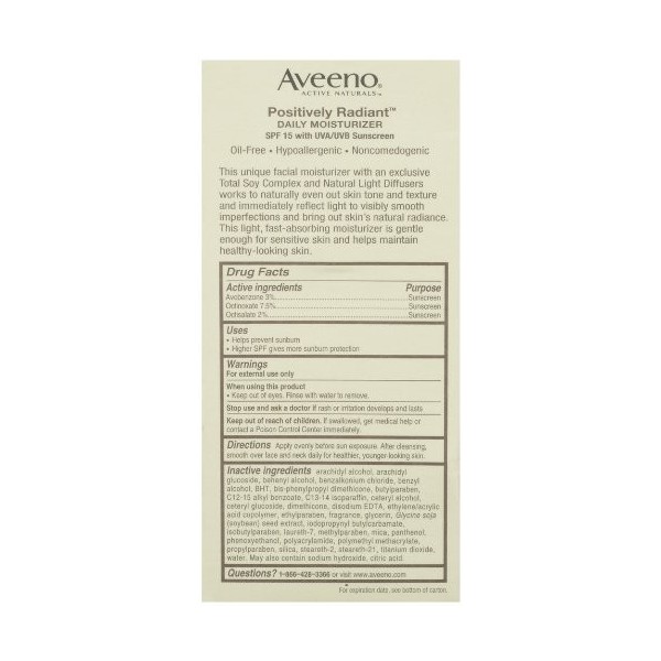 Aveeno, Facial Moisturizers Positively Radiant Daily Moisturizer, Spf 15, 4 Fl Oz by Aveeno