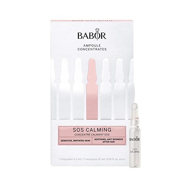 Babor Sos Apaisant Ampoules de Sérum pour Le Visage, À L’Aloé Vera et Au Panthénol pour Une Peau Apaisée sans Délai, Concentr