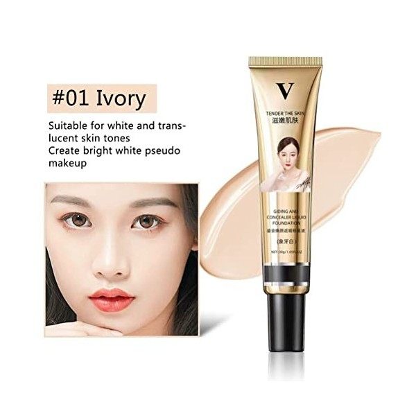 Junxcj Fond de teint hydratant BB Cream Crème hydratante 30 g - Crème de base de maquillage sans maquillage - Totale pouvoir 