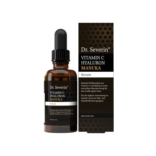 Dr. Severin® Manuka Vitamin C Hyaluron Serum I avec Manuka de Nouvelle-Zélande I Coup de fouet anti-rides I Soin de jour et d