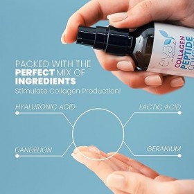 Sérum Visage au Complexe Peptidique de Collagène par Eva Naturals 60 ml - Meilleur Sérum Collagène et Acide Hyaluronique An