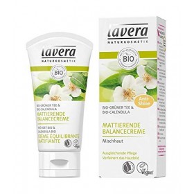 Lavera Lot de 3 flacons de crème déquilibre matifiante au thé vert bio 3 x 50 ml 