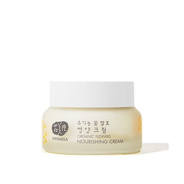 WHAMISA Crème nutritive aux fleurs biologiques - Cosmétiques naturels fermentés coréens - 51ml | Formule de soin améliorée NO