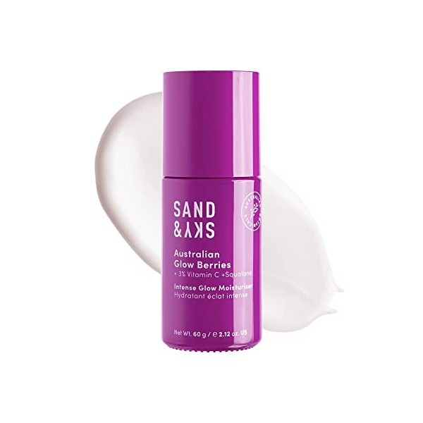 Crème hydratante Sand & Sky Australian Glow Berries Intense Glow. Crème éclaircissante à la vitamine C pour le visage, pour l