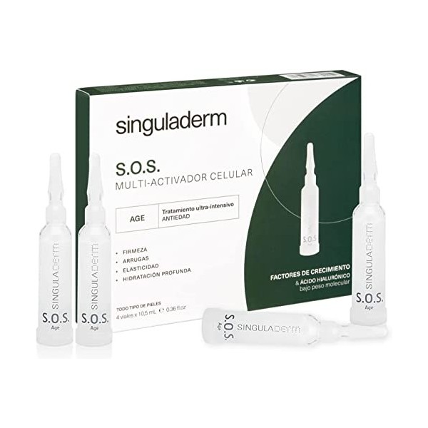 SINGULADERM, SD S.O.S AGE 4 VIALES V2 42ML - Sérum anti âge intensif à action globale avec effet restructurant, réparateur et