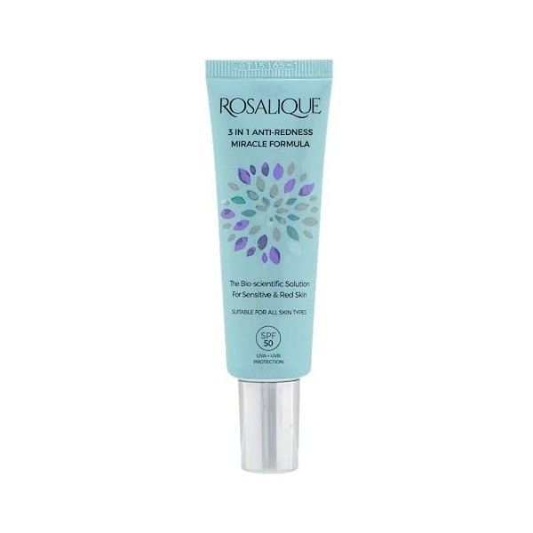 Rosalique 3 in 1 Anti-Redness Miracle Formula Colour Corrector SPF50 for Hypersensitive and Redness Prone Skin, Suitable for 