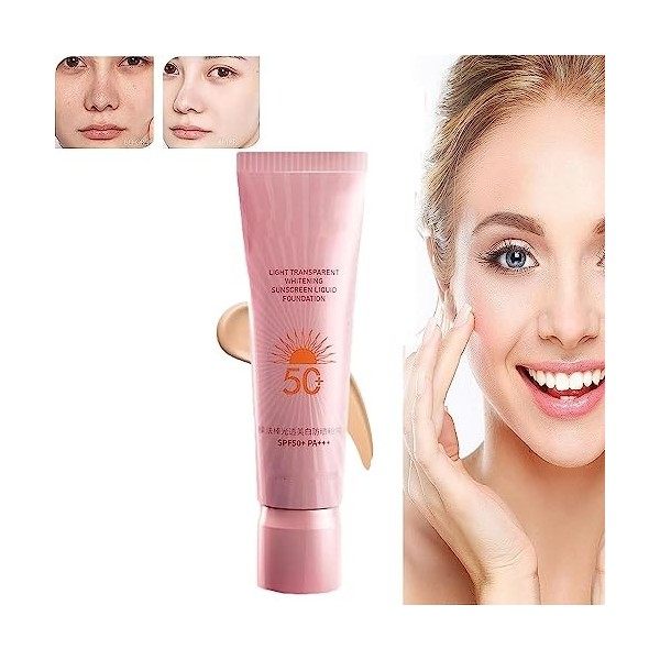 3 in 1 Whitening Sunscreen Foundation,Korean Whitening Sunscreen Foundation,Light Transparent Whitening Sunscreen Liquid Foun