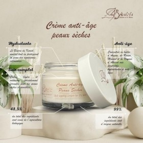 Crème anti-âge visage bio, peaux sèches et sensibles, hydratante, anti-rides, femme, argan, rosier muscat et karité, Biosiris