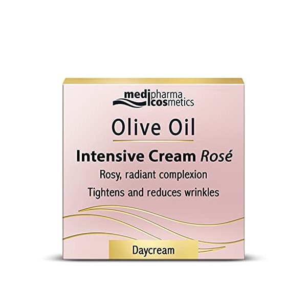 Huile dolive crème intense rose de jour 50 ml, raffermit et réduit les rides, avec des pigments roses fins pour un éclat fra