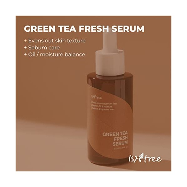 ISNTREE Green Tea Fresh Serum 1.69 Fl Oz pour peaux grasses, contrôle du sébum, sérum pour le visage 50 ml