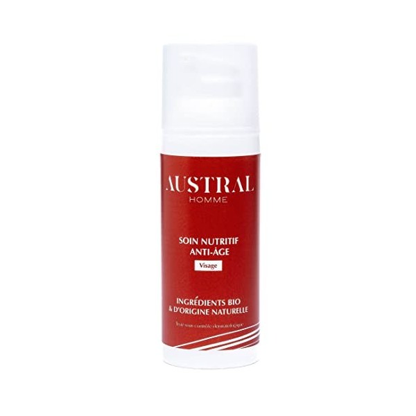 AUSTRAL Homme - Soin Nutritif Anti-âge - Soin Visage Anti-Âge Bio pour Homme - Réduction des Rides - Lutte contre le Vieillis