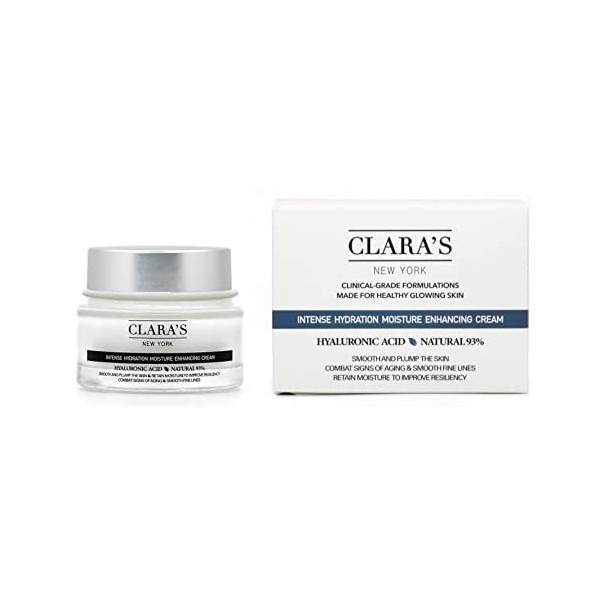 Claras New York Intense Hydration Moisture Enhancing Cream Hyaluronic Acid, Smoothes and Plumps The Skin 50ml