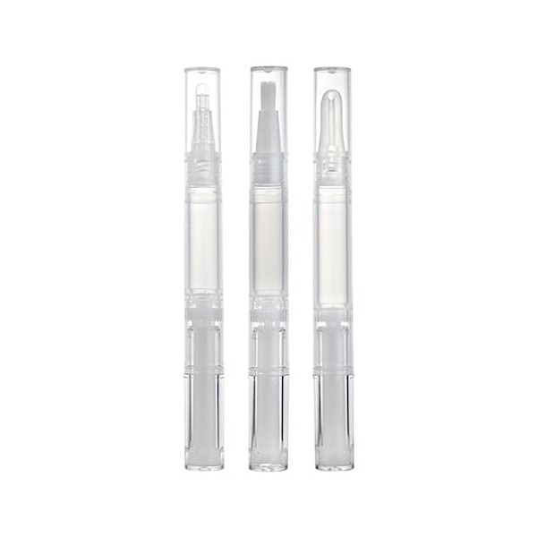 Stylo rotatif transparent - Huile pour cuticules - Stylo à huile pour cuticules - Portable vide - Avec pinceau, récipient cos