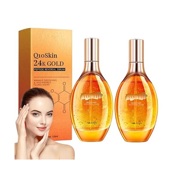 Flysmus Q10skin 24k Gold Peptide Reversal Serum, flysmus Revita Peptide Reversal Serum, Anti Aging Anti-Wrinkle Facial Serum,