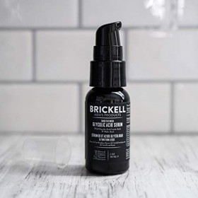 Brickell Mens Sérum acide glycolique à finition lisse pour hommes, naturel et biologique, sérum anti-âge pour réduire les ri