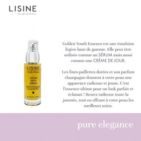 Sérum Golden Youth Essence 30 ml - Soin Visage Tout Type de Peau - Émulsion Paillettes Dorées - Fucogel, Osilift Bio, Acide H