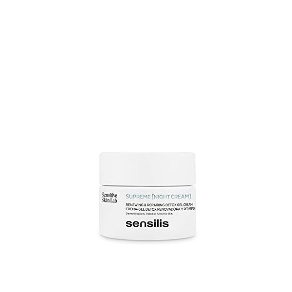 Sensilis Supreme Night Cream - Crème De Nuit Detox Rénovatrice et Réparatrice avec Acide Hyaluronique, pour Peaux Sèches et N