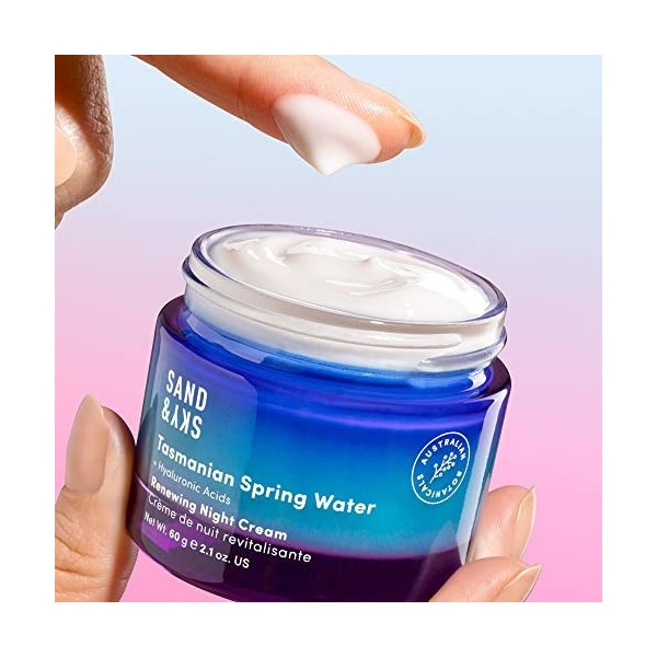 Crème de nuit Sand & Sky Tasmanian Spring Water Renewing Night Cream. Crème hydratante de nuit pour le visage pour une hydrat