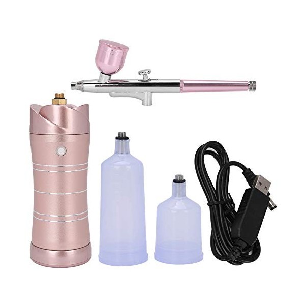 Kit daérographe à oxygène pour leau du visage Portable Body Skin Hydratant Nano Spray Airbrush Aérographe sans fil recharge