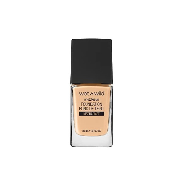 wet n wild, Photo Focus Foundation Matte, Fond de Teint Haute Couverture avec Complexe Ajusteur de Lumière, Sans Trace Blanch