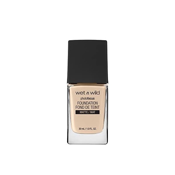 wet n wild, Photo Focus Foundation Matte, Fond de Teint Haute Couverture avec Complexe Ajusteur de Lumière, Sans Trace Blanch