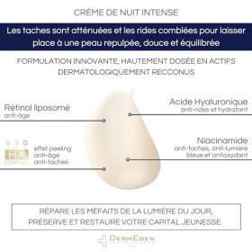 DermEden - Crème de nuit Régénérante 50 ml - Favorise le renouvellement cellulaire pour une peau plus rebondie, plus ferme et