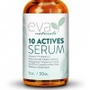 Sérum pour la peau Eva Naturals 10 Actifs 30 ml - Élimine les ridules et les taches brunes sur le visage - Pour un teint pl