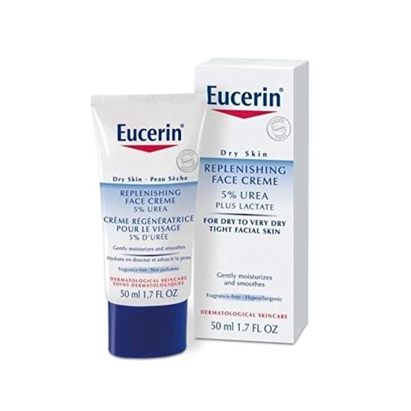 Lot de 3 crèmes Eucerin D/Skin pour le visage.