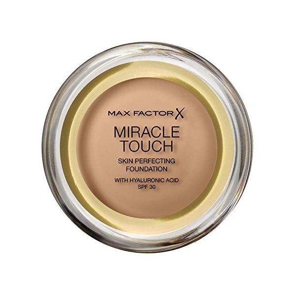 Max Factor Miracle Touch Perfecting Foundation, Full Coverage and Moisturising Effect with Hyaluronic Acid and SPF 30 Formula