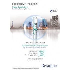 Rexaline - Hydra-DepolluSkin - Gel-Crème Dépolluant Protecteur - Soin visage hydratant - Gel Crème anti pollution et anti oxy