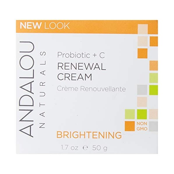 Andalou Naturals Brightening Probiotic + C Renewal Cream 1.7 fl oz 50 ml Cream by Andalou Naturals