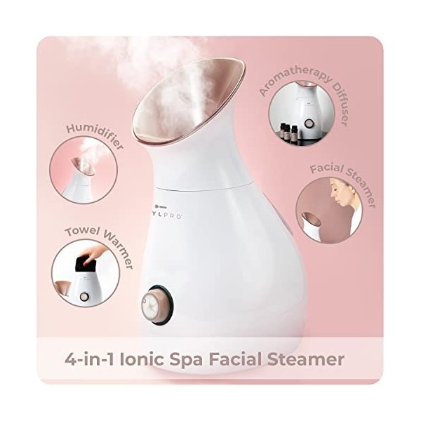 Vapeur faciale ionique STYLPRO 4-en-1, diffuseur daromathérapie, humidificateur, chauffe-serviettes