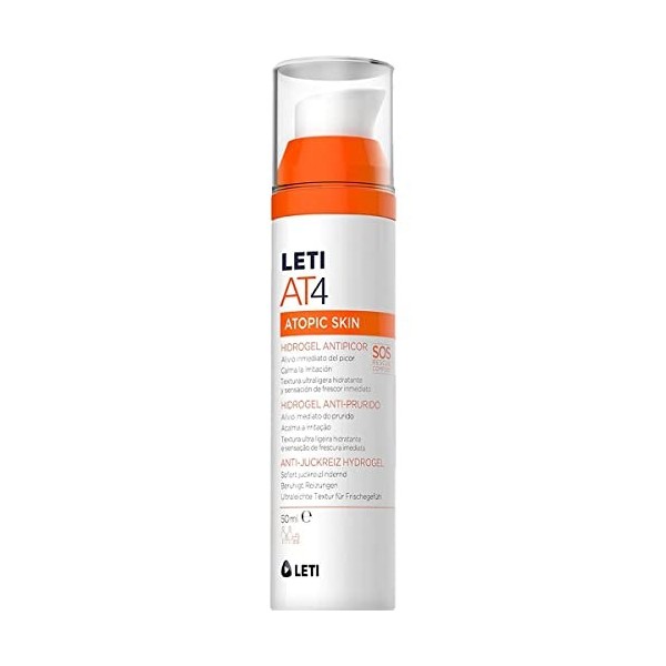 LETI AT4 Hydrogel antidémangeaisons pour apaiser et soulager les démangeaisons de la peau atopique 50 ml