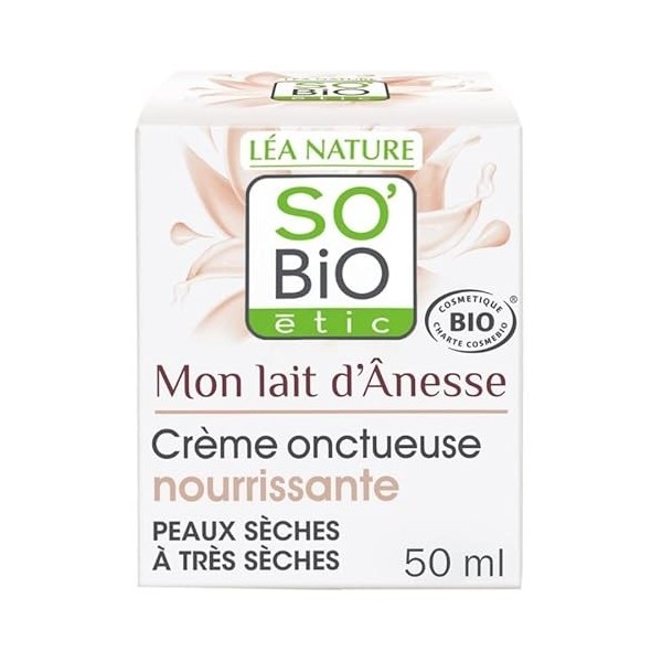 SO BIO - Crème Visage Hydratante à la Douceur dAnesse - Nourrit et Adoucit la Peau - 50ml - Lot De 2