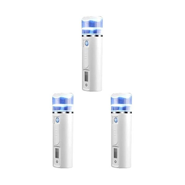 FOMIYES 3Pcs White Cool Mist Rechargeable Portable Mini Care Face Handheld Pore Cosmétique Conteneur Peau pour Pulvérisateur 