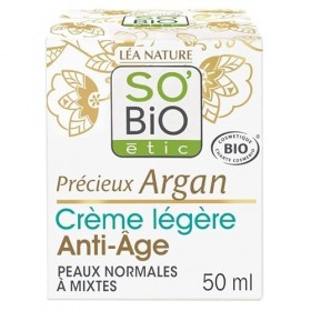 SO BIO - Crème Légère Jour Précieux Argan 50Ml pour une Hydratation Quotidienne du Visage - Lot De 2