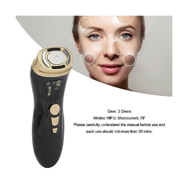 Face HIFU Beauty Machine, 3 Modes RF Face Beauty Machine 5 Gears Favorisent une Meilleure Absorption du Collagène pour le Men