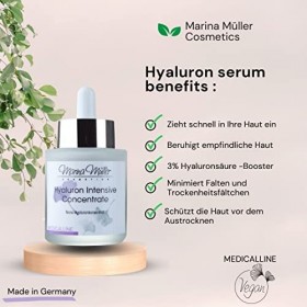 Sérum à lacide hyaluronique, soin du visage anti-âge, avec 3 % dacide hyaluronique, Q10 et panthénol, sérum anti-rides pour