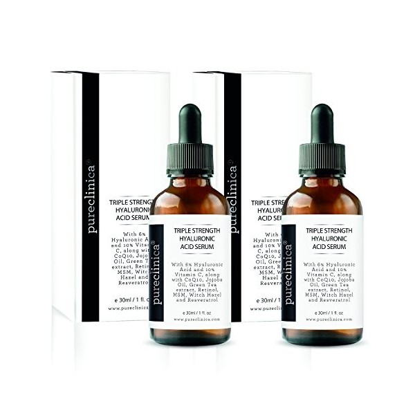 SÉRUM ACIDE HYALURONIQUE TRIPLE FORCE - 6% Acide Hyaluronique Double Poids, absorbé facilement avec Vitamine C & E, Resvératr