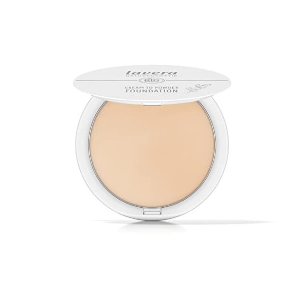 lavera Cream to Powder Foundation -Light 01- nude - Organic Almond Oil & Vitamin E - Vegan - Moisturizing - Intensive Coverag