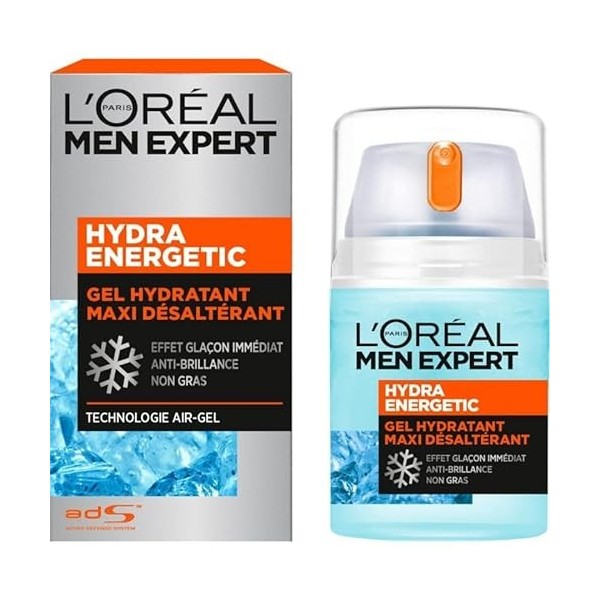 Gel Hydra Energetic Maxi Désaltérant - Soin Visage pour Homme 50ml - MEN EXPERT - Lot De 3