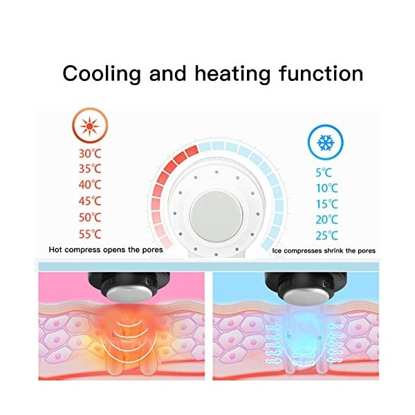 Instrument Facial Chaud et Froid, LED Allume lInstrument de beauté Chaud et Froid 3 Modes élargissent les Pores pour les Cer