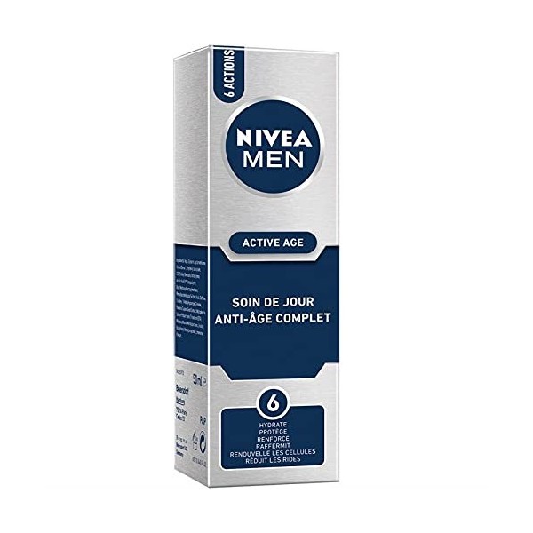 Soin jour actif pour homme, anti-âge et hydratant - Tube de 50mL pour une peau radieuse - Hygiène et beauté pour les hommes -