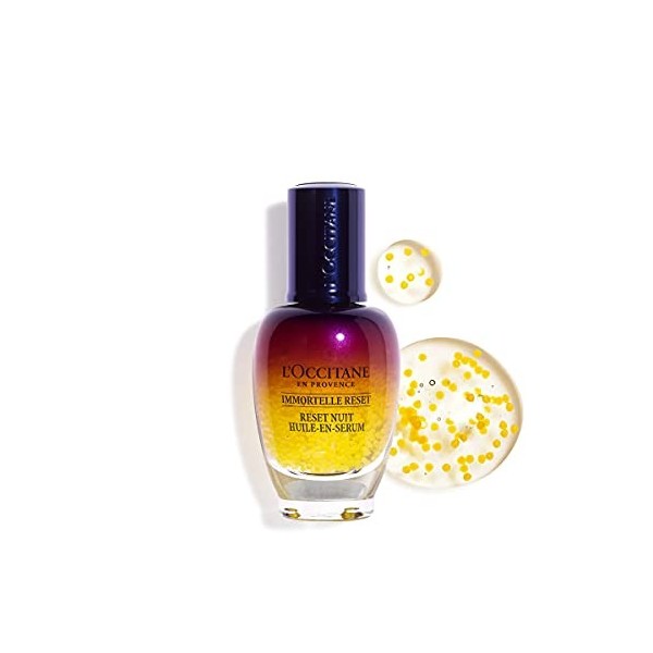 LOCCITANE - Huile-en-Sérum Immortelle Reset Nuit - Peau plus Lisse, Éclatante et Reposée - Ridules Diminuées - Soin Efficace