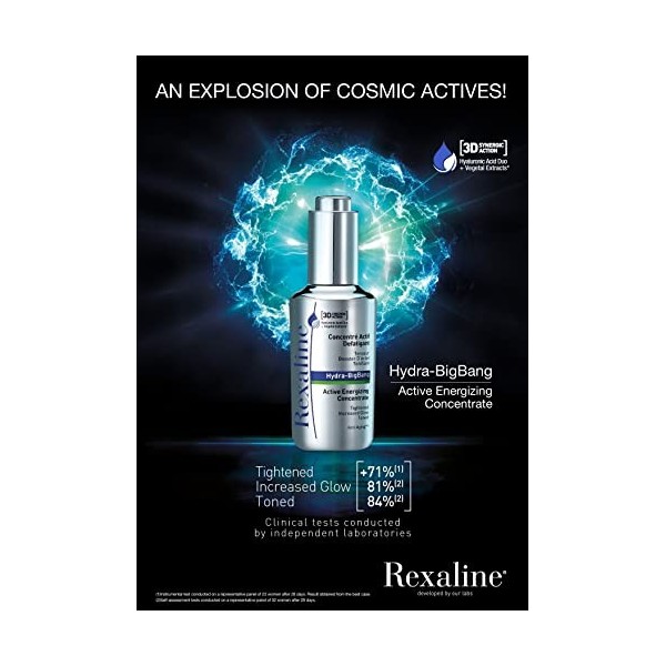 Rexaline - Hydra-BigBang - Concentré Actif Defatigant - Sérum anti âge et anti-ride à lAcide Hyaluronique - Soin visage lift